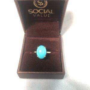 18K yellow gold sleeping beauty turquoise ring